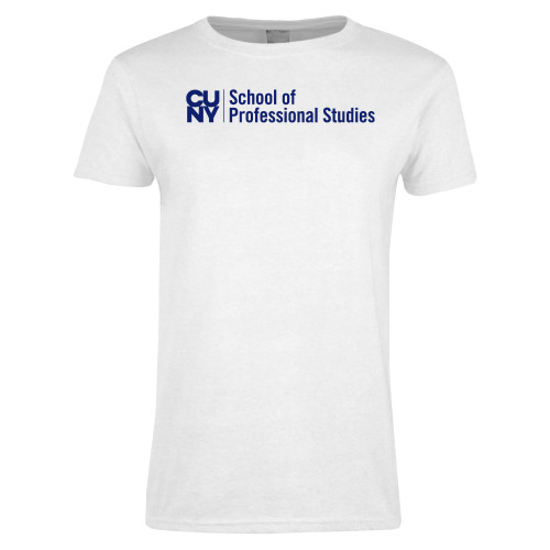 CUNY School of Prof Studies Womens White Short Sleeve Tee-CUNY SPS Two Line