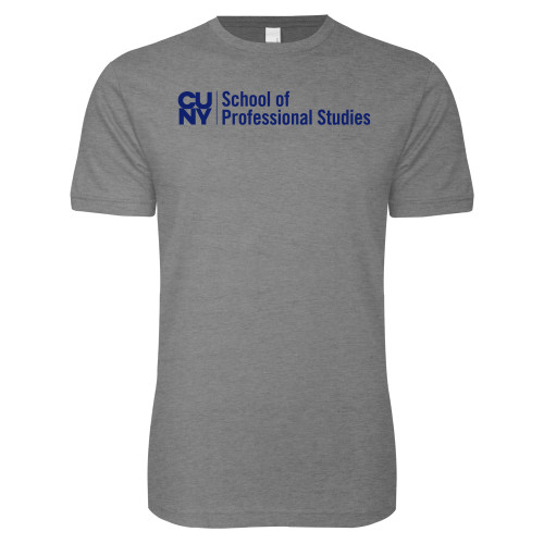 CUNY School of Prof Studies Next Level Heather Grey SoftStyle T Shirt-CUNY SPS Two Line