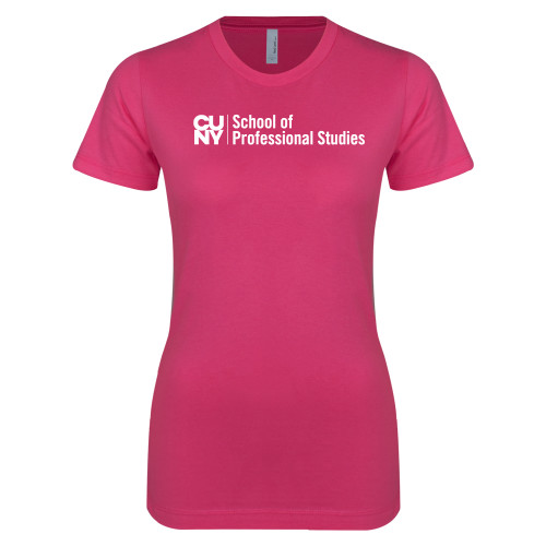 CUNY School of Prof Studies Next Level Womens Fuchsia Boyfriend Tee-CUNY SPS Two Line