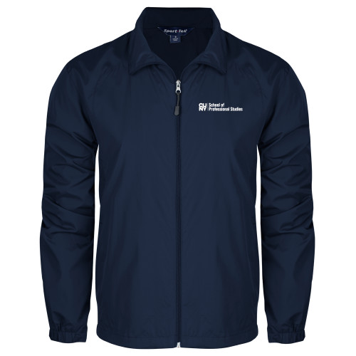 CUNY School of Prof Studies Navy Full Zip Wind Jacket-CUNY SPS Two Line
