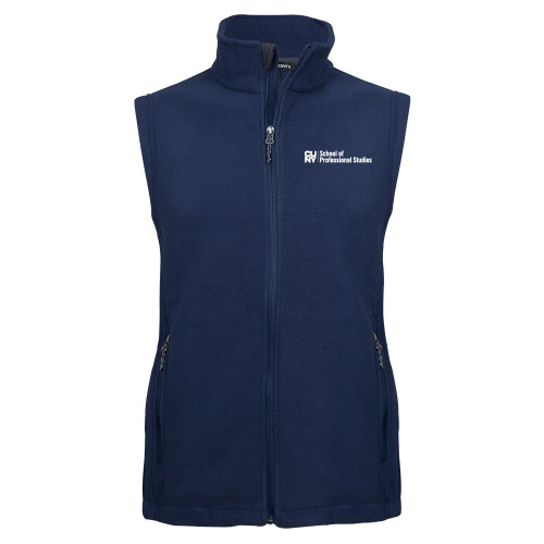 CUNY School of Prof Studies Navy Fleece Full Zip Vest-CUNY SPS Two Line