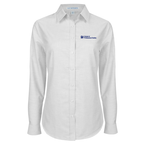 CUNY School of Prof Studies Womens White Oxford Shirt-CUNY SPS Two Line