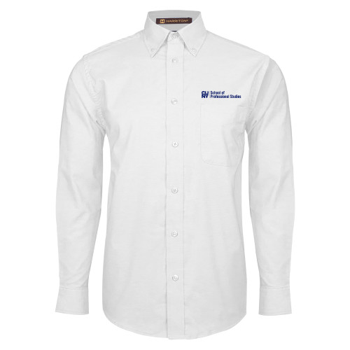 CUNY School of Prof Studies White Oxford Long Sleeve Shirt-CUNY SPS Two Line
