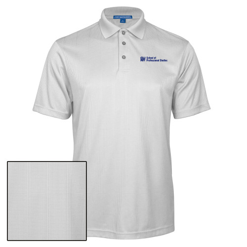 White Performance Fine Jacquard Polo-CUNY SPS Two Line