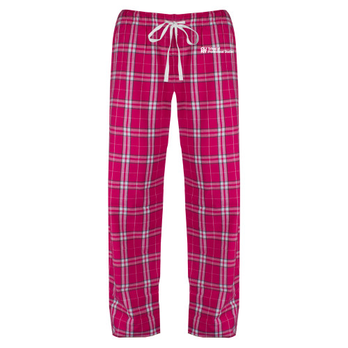 CUNY School of Prof Studies Womens Dark Fuchsia/White Flannel Pajama Pant-CUNY SPS Two Line