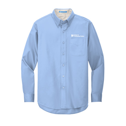 CUNY School of Prof Studies Light Blue Twill Button Down Long Sleeve-CUNY SPS Two Line