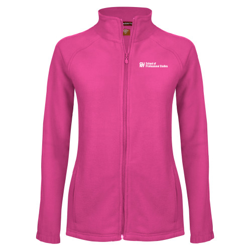 CUNY School of Prof Studies Womens Raspberry Fleece Full Zip Jacket-CUNY SPS Two Line