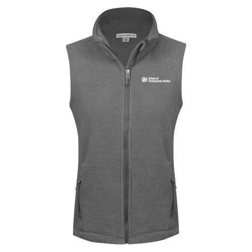 CUNY School of Prof Studies Womens Charcoal Fleece Full Zip Vest-CUNY SPS Two Line