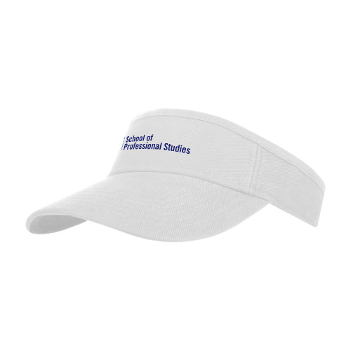 CUNY School of Prof Studies White Brushed Bull Denim Visor-CUNY SPS Two Line