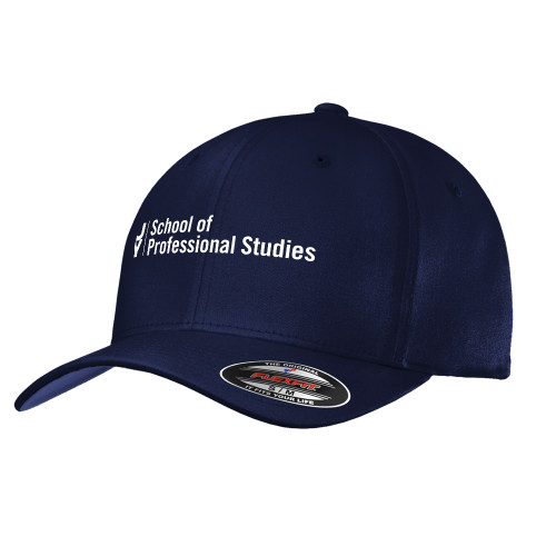 CUNY School of Prof Studies Navy Flexfit Structured Low Profile Hat-CUNY SPS Two Line