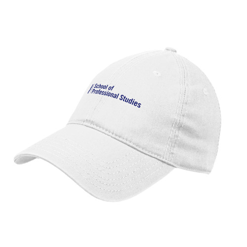 CUNY School of Prof Studies White Unstructured Adjustable Low Profile Hat-CUNY SPS Two Line