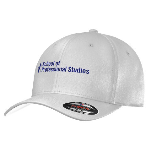 CUNY School of Prof Studies White Flexfit Structured Low Profile Hat-CUNY SPS Two Line
