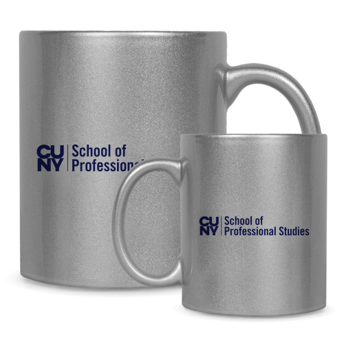CUNY School of Prof Studies Full Color Silver Metallic Mug 11oz-CUNY SPS Two Line