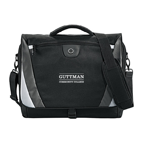 Community College Black/Grey Slope Computer Messenger Bag-Guttman Community College Word Mark