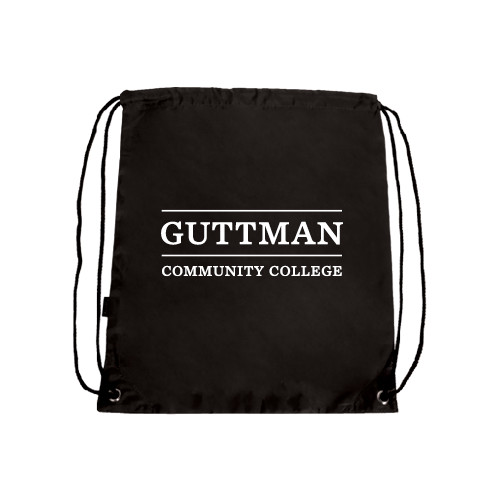 Community College Black Drawstring Backpack-Guttman Community College Word Mark