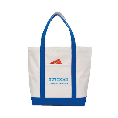 Community College Contender White/Royal Canvas Tote-Guttman Community College Word Mark