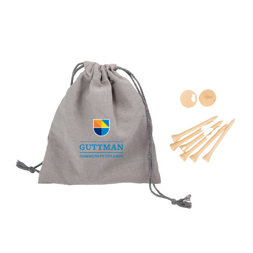 Bamboo Golf Tee Set w/ Grey Recycled Pouch-Guttman Community College w/ Shield