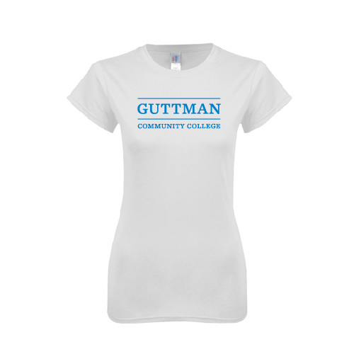 Community College Next Level Womens White Boyfriend Tee-Guttman Community College Word Mark
