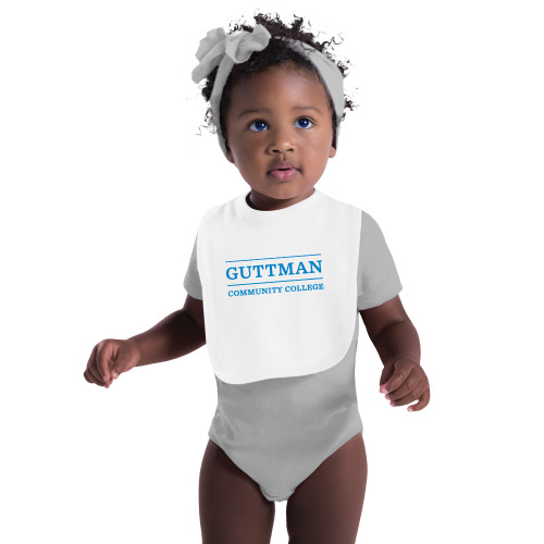 White Baby Bib-Guttman Community College Word Mark