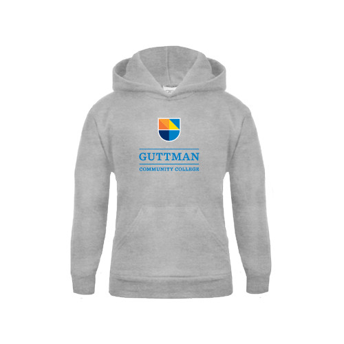 Community College Youth Grey Fleece Hood-Guttman Community College w/ Shield