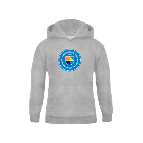 Community College Youth Grey Fleece Hood-Circle Logo