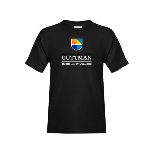Youth Black T Shirt-Guttman Community College w/ Shield