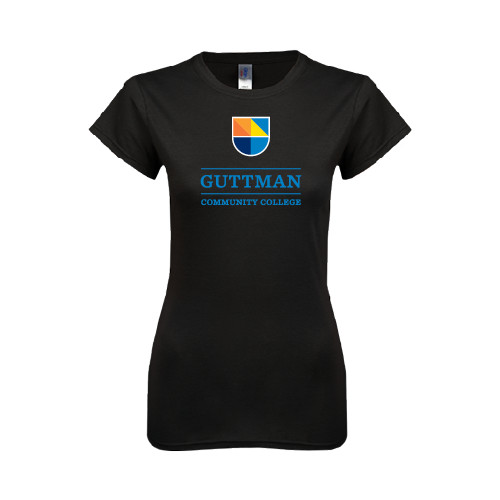 Community College Next Level Womens Black Boyfriend Tee-Guttman Community College w/ Shield