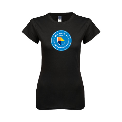 Community College Next Level Womens Black Boyfriend Tee-Circle Logo