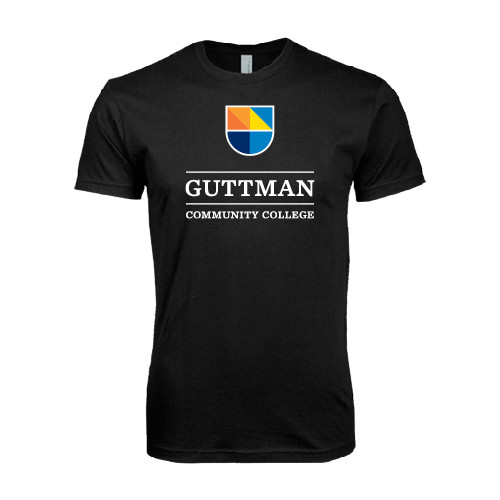 Community College Next Level Black SoftStyle T Shirt-Guttman Community College w/ Shield