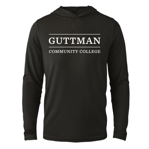 Black Long Sleeve Hooded Tee-Guttman Community College Word Mark