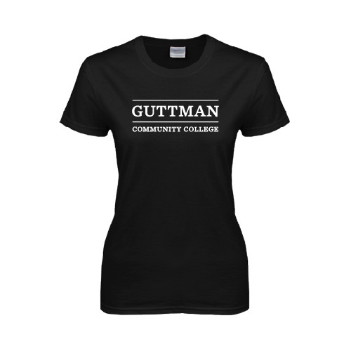 Community College Womens Black Short Sleeve Tee-Guttman Community College Word Mark