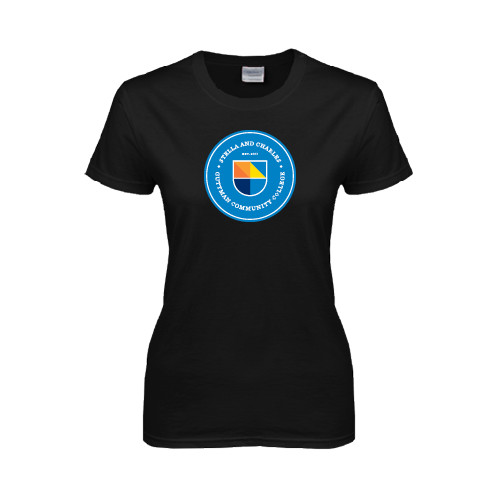 Community College Womens Black Short Sleeve Tee-Circle Logo