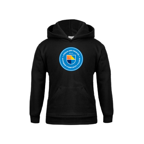 Community College Youth Black Fleece Hoodie-Circle Logo