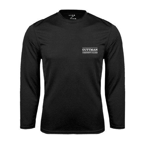 Community College Black Performance Long Sleeve Shirt-Guttman Community College Word Mark