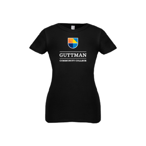 Community College Next Level Girls Black Fashion Fit T Shirt-Guttman Community College w/ Shield