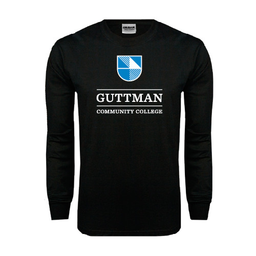 Community College Black Long Sleeve T Shirt-Guttman Community College Striped Shield
