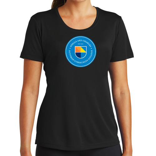 Community College Womens Black Performance Tee-Circle Logo