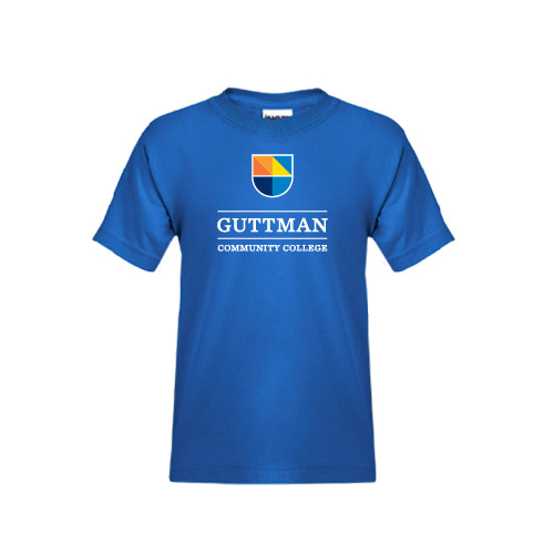 Community College Youth Royal T Shirt-Guttman Community College w/ Shield