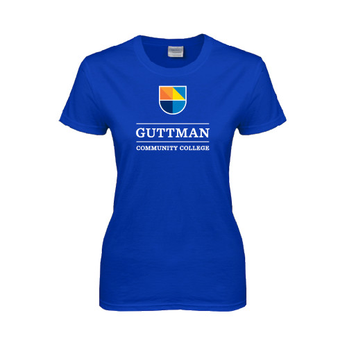 Community College Womens Royal Short Sleeve Tee-Guttman Community College w/ Shield