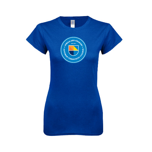 Community College Next Level Womens Royal Boyfriend Tee-Circle Logo