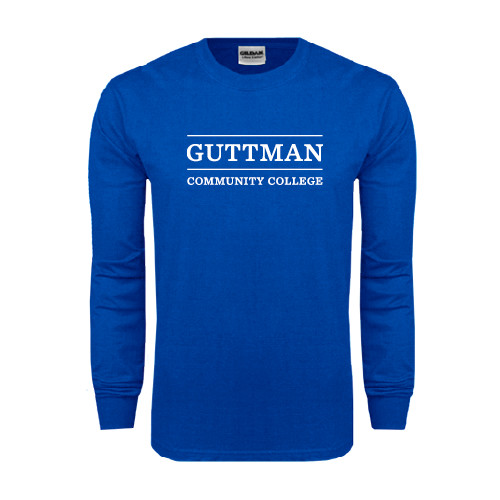 Community College Royal Long Sleeve T Shirt-Guttman Community College Word Mark