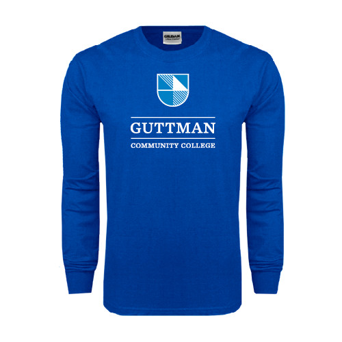 Community College Royal Long Sleeve T Shirt-Guttman Community College Striped Shield