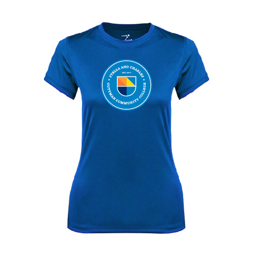 Community College Womens Royal Performance Tee-Circle Logo