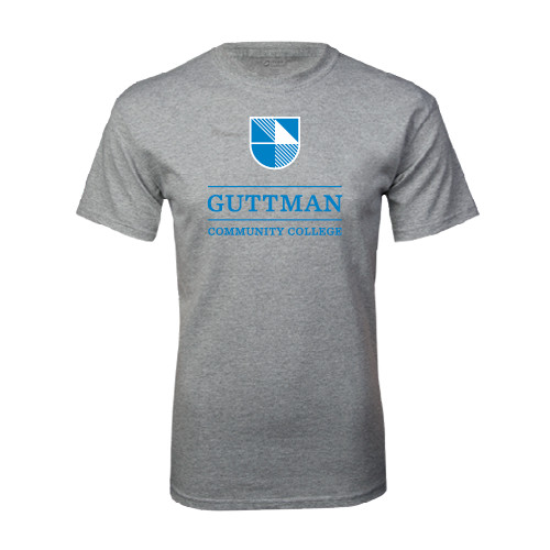 Community College Grey T Shirt-Guttman Community College Striped Shield