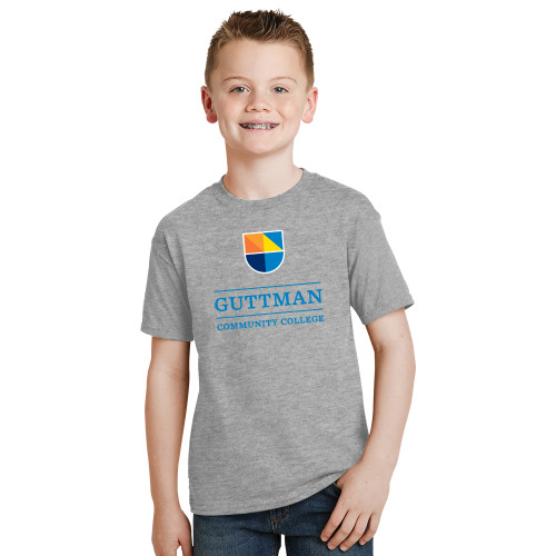 Youth Grey T-Shirt-Guttman Community College w/ Shield