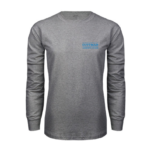 Community College Grey Long Sleeve T Shirt-Guttman Community College Word Mark