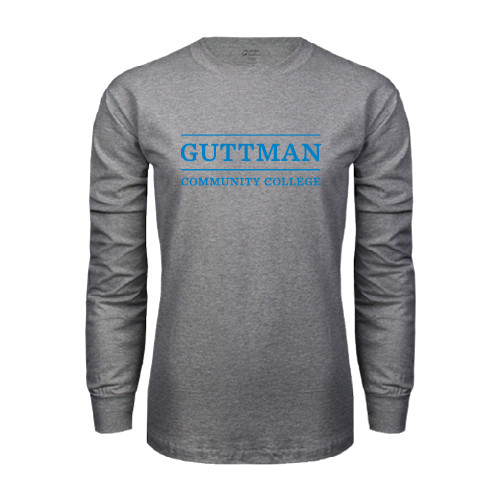 Community College Grey Long Sleeve T Shirt-Guttman Community College Word Mark