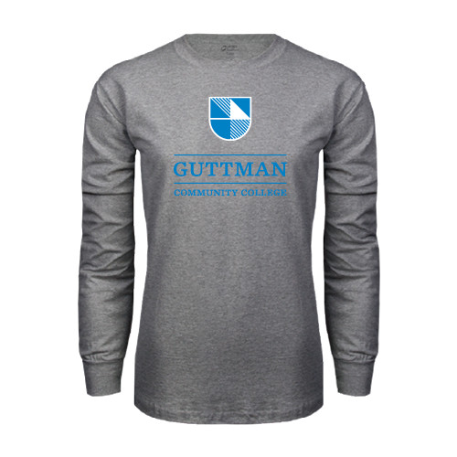 Community College Grey Long Sleeve T Shirt-Guttman Community College Striped Shield