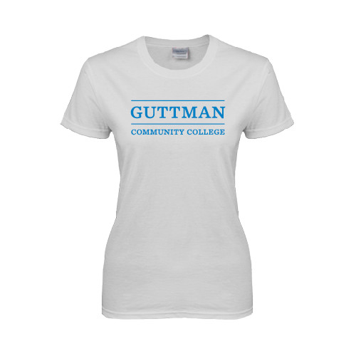 Community College Womens White Short Sleeve Tee-Guttman Community College Word Mark