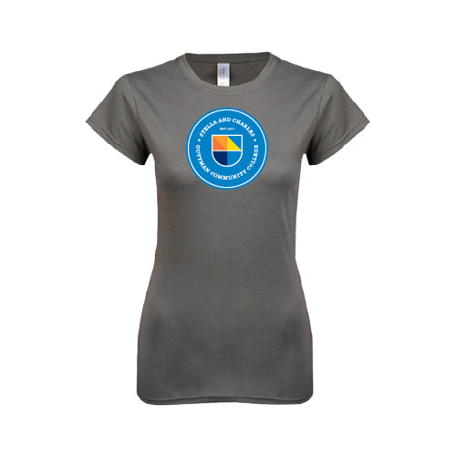 Community College Next Level Womens Charcoal Boyfriend Tee-Circle Logo